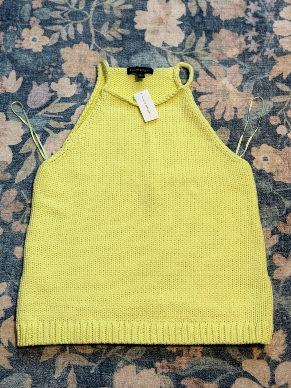 NWT Banana Republic Knit Halter Sweater Tank Top Lemon Yellow Sleeveless
